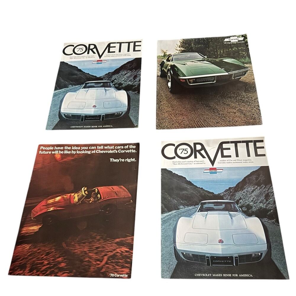 VTG Chevrolet Corvette Car Dealer‎ Sales Brochures (3) 1970 1971 1975 Stingray